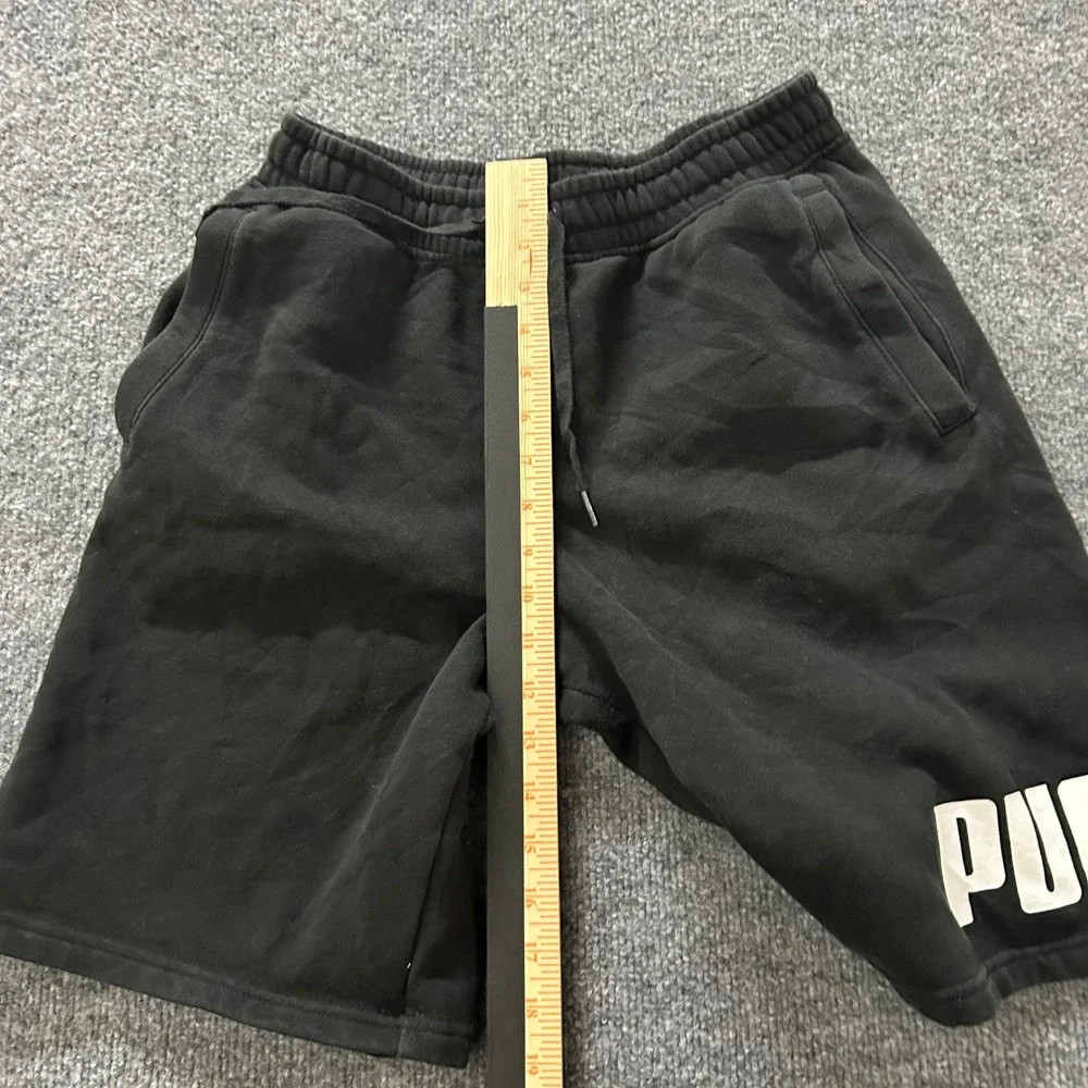 Puma Sweat Shorts Mens Size S Black Graphic Logo Athletic Drawstring Comfort